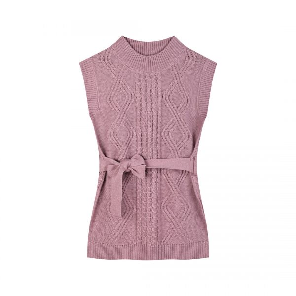 Sleeveless cableknit sweater for girls