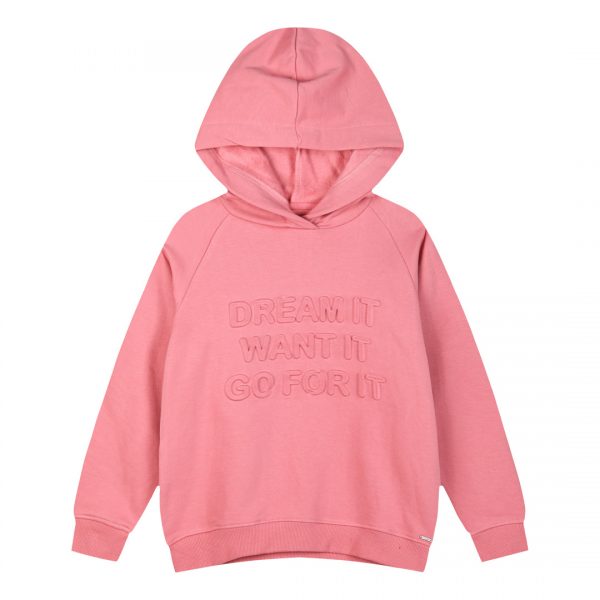 Fleece hoodie with embossed print for girls