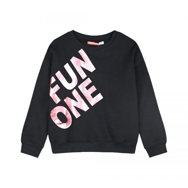 Fleece sweatshirt with metallic print for girls