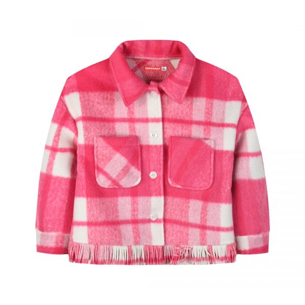 Checkered overshirt coat for girls