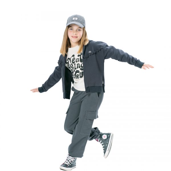 Fleece cargo sweatpants for girls