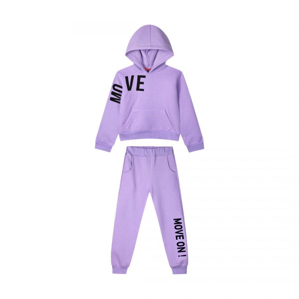 Fleece tracksuit set with print for girls