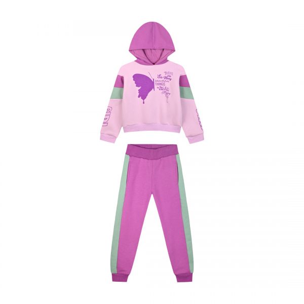 Fleece tracksuit set with print for girls