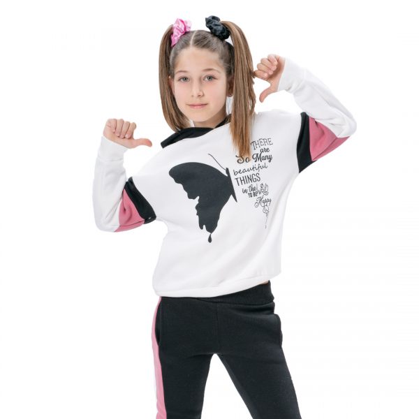 Fleece tracksuit set with print for girls