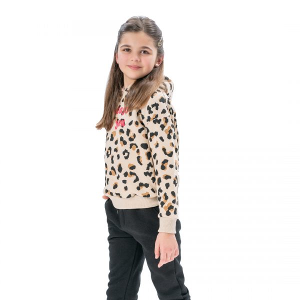 Fleece tracksuit set with print for girls