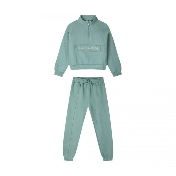 Fleece tracksuit set with embroidery for girls