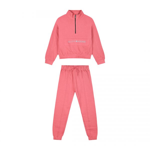 Fleece tracksuit set with embroidery for girls