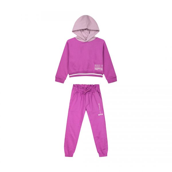 Fleece tracksuit set with print for girls