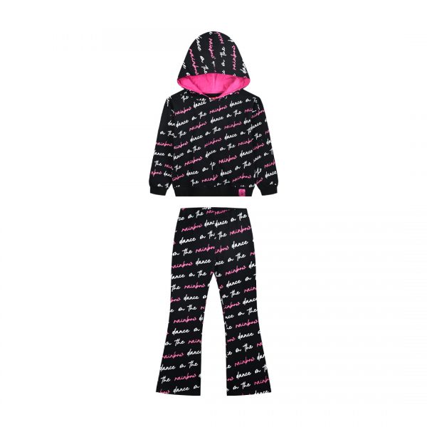 Printed fleece set with hoodie for girls