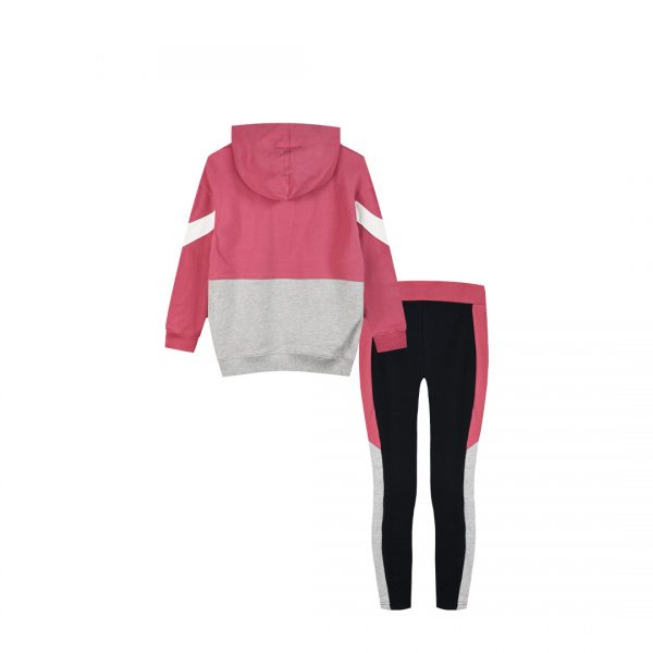 Set fleece hoodie with print and leggings for girls