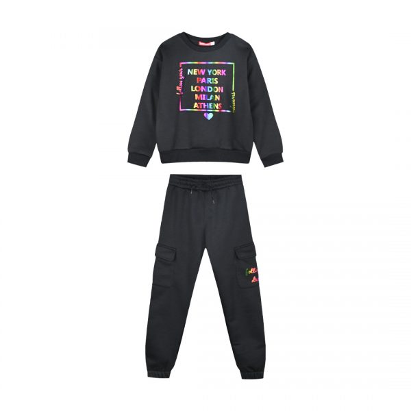 Fleece tracksuit set with print for girls