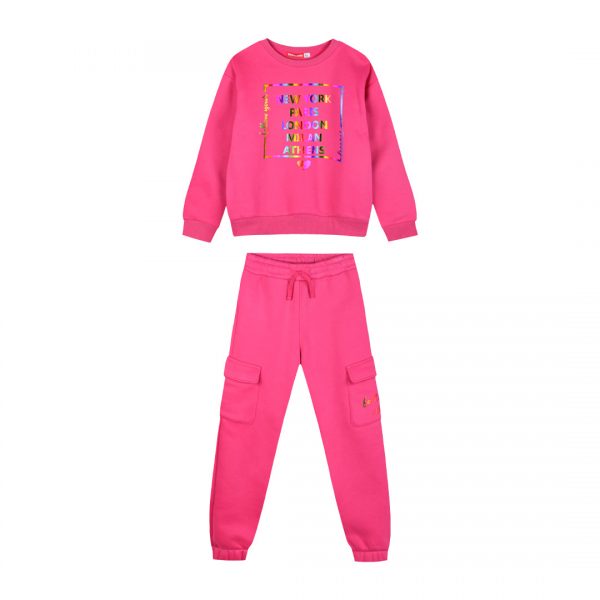 Fleece tracksuit set with print for girls