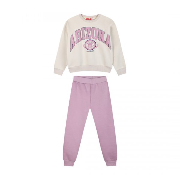 Fleece tracksuit set with print for girls