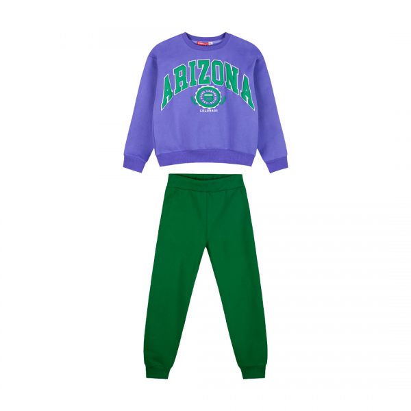 Fleece tracksuit set with print for girls