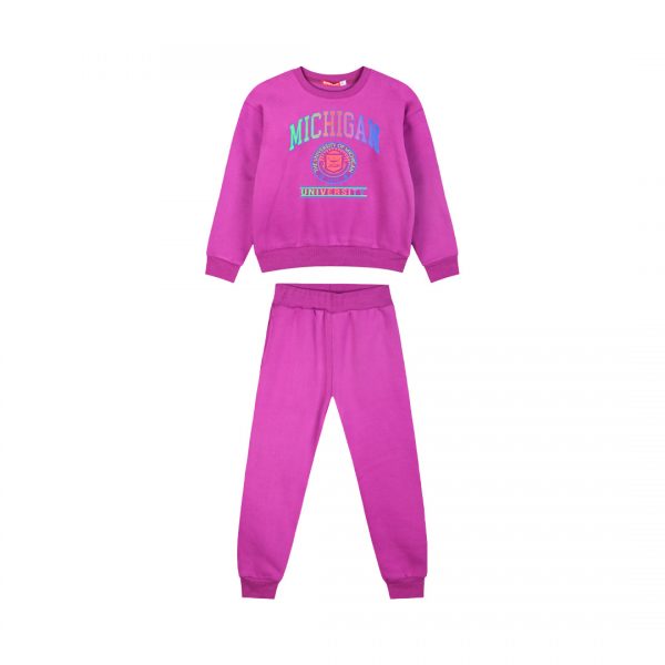 Fleece tracksuit set with print for girls