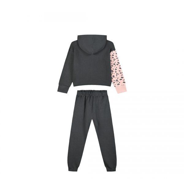 Fleece tracksuit set with hoodie for girls