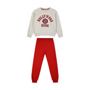 Fleece tracksuit set with print for girls