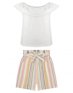 Set blouse & striped shorts