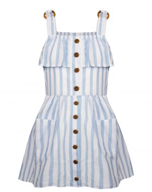 Striped dress with frill and buttons