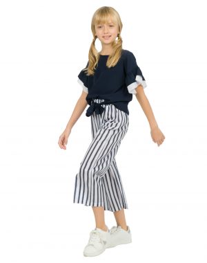 Set blouse and striped cullote