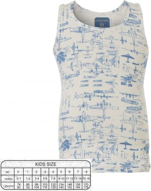 Vest top with wide band - airplanes pattern