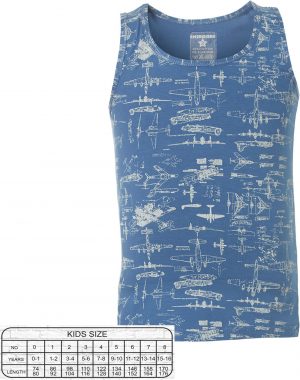 Vest top with wide band - airplanes pattern