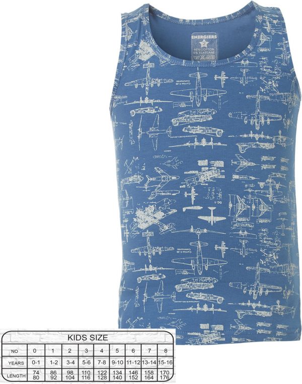 Vest top with wide band - airplanes pattern