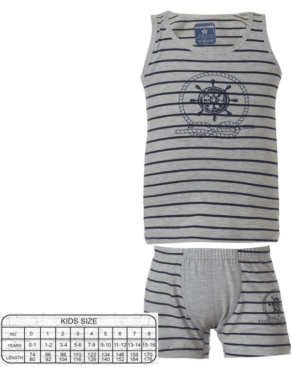 Set vest top with wide band and boxer -anchor design