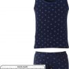 Set vest top with wide band and boxer -anchor design