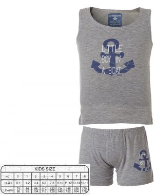 Set vest top with wide band and boxer -anchor design