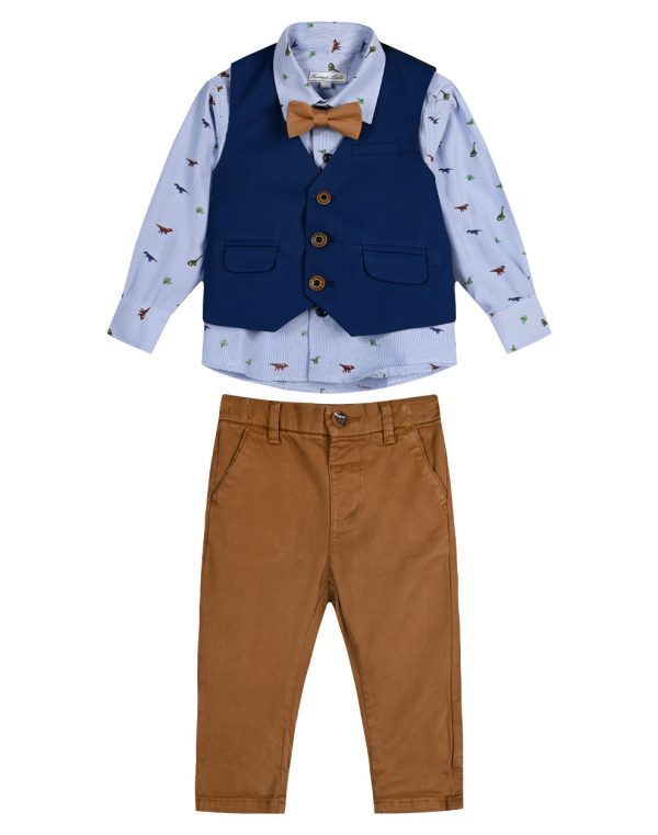 Baby boy΄s 4pcs set, shirt, bowtie, vest, and pants.Boutique collection