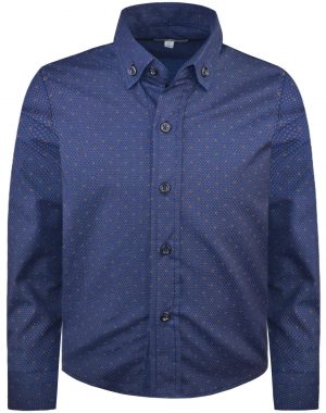 Boy΄s navy all over printed button down dress shirt