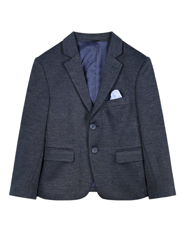 Boy΄s single colour blazer with two buttons and pocket square.Boutique collection