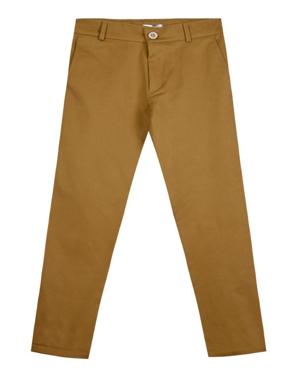 Elastic, cotton, solid color pants with pockets for boys.Boutique collection