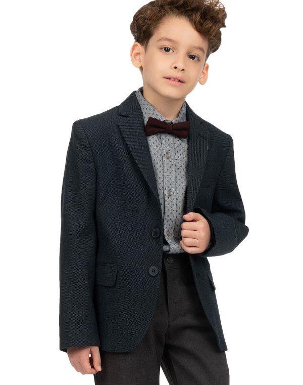 Boy΄s single colour blazer with two buttons and pocket square