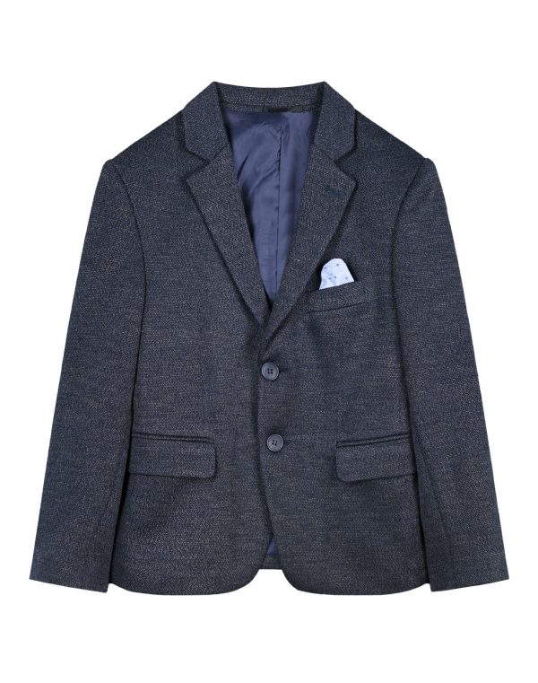 Boy΄s single colour blazer with two buttons and pocket square.Boutique collection