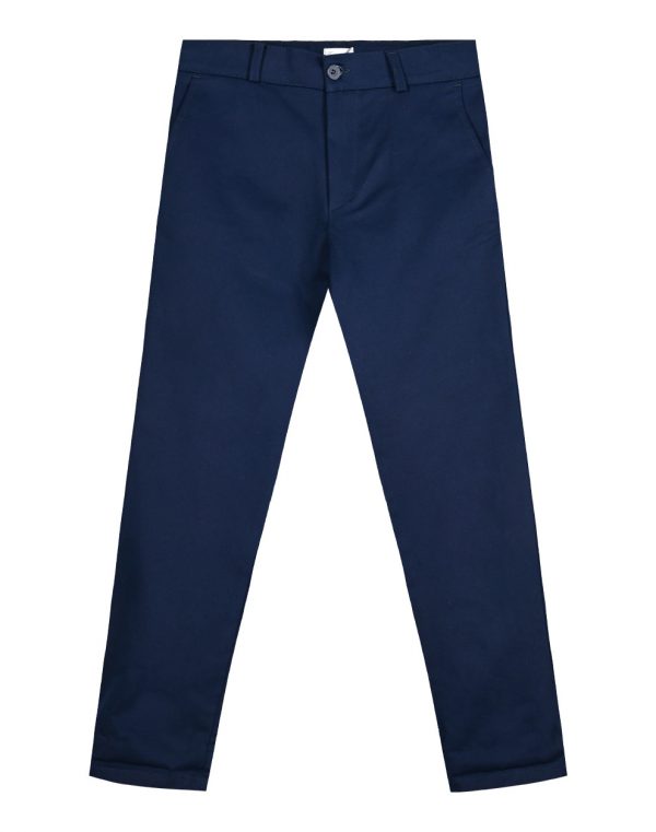 Elastic, cotton, solid color pants with pockets for boys.Boutique collection