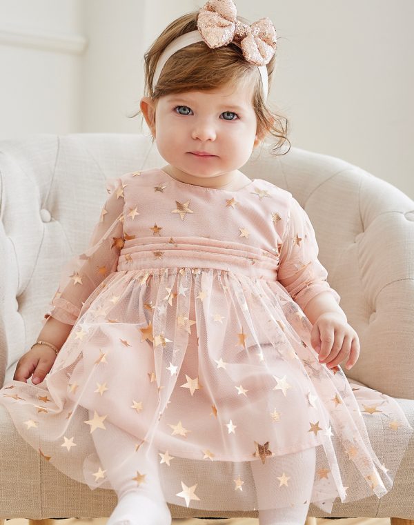 Baby girl΄s  ceremonial printed tulle dress.Boutique collection