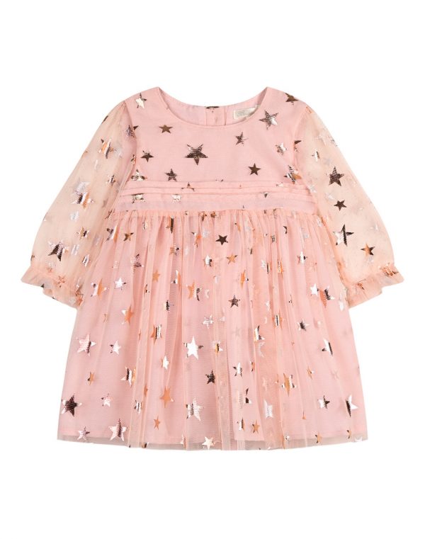 Baby girl΄s  ceremonial printed tulle dress.Boutique collection