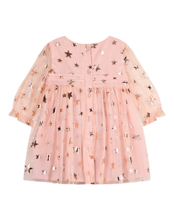 Baby girl΄s  ceremonial printed tulle dress.Boutique collection