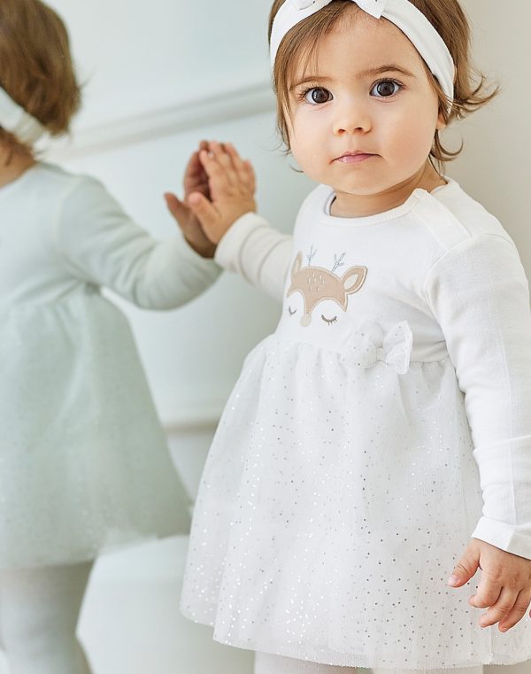 Baby girl΄s cotton dress with printed tulle and matching hairband.Boutique collection