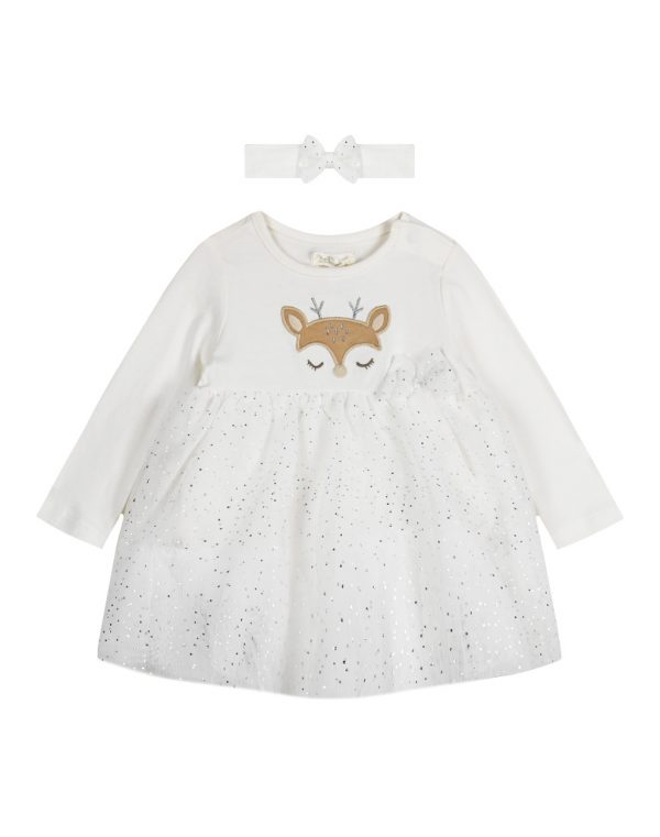 Baby girl΄s cotton dress with printed tulle and matching hairband.Boutique collection