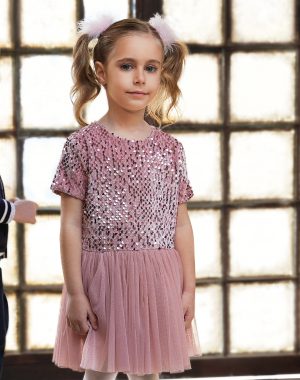 Girl΄s dress with sequins and tulle.Boutique collection