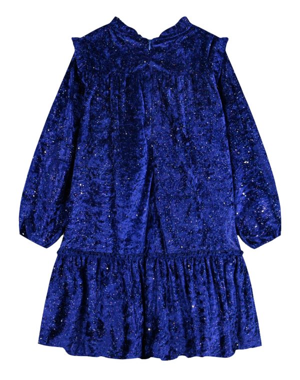 Girl΄s velour dress with frills.Boutique collection