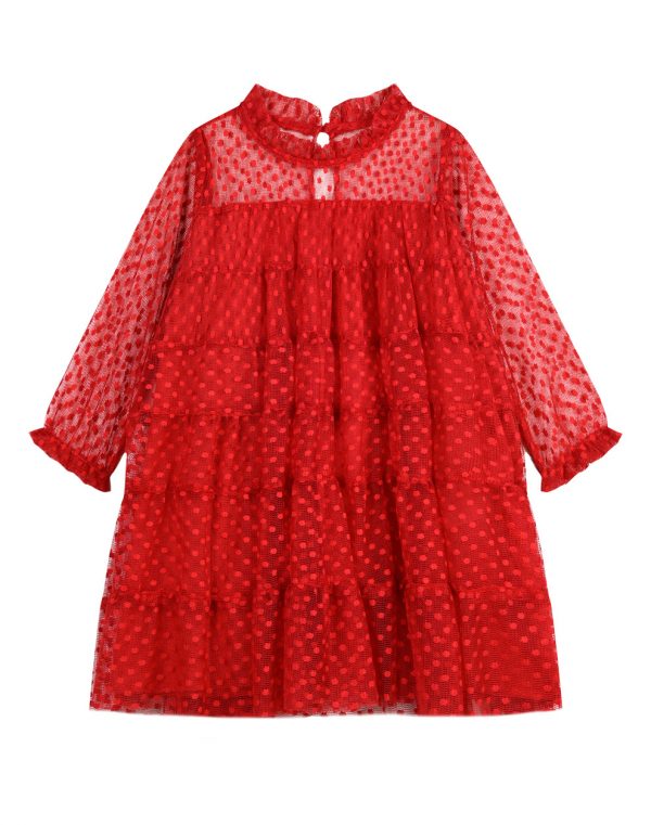 Girl΄s dress with embroidered dots.Boutique collection