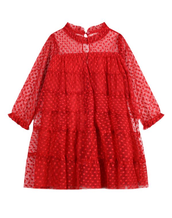 Girl΄s dress with embroidered dots.Boutique collection