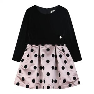 Boutique velver dress with polka dots for girls