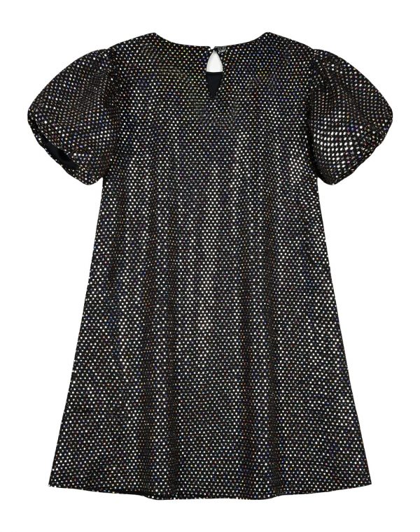 Girl΄s a-line dress with sequins and puffy sleeves.Boutique collection